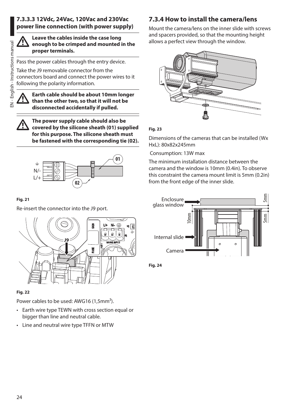 4 how to install the camera/lens | Videotec MAXIMUS MHXT User Manual | Page 24 / 46