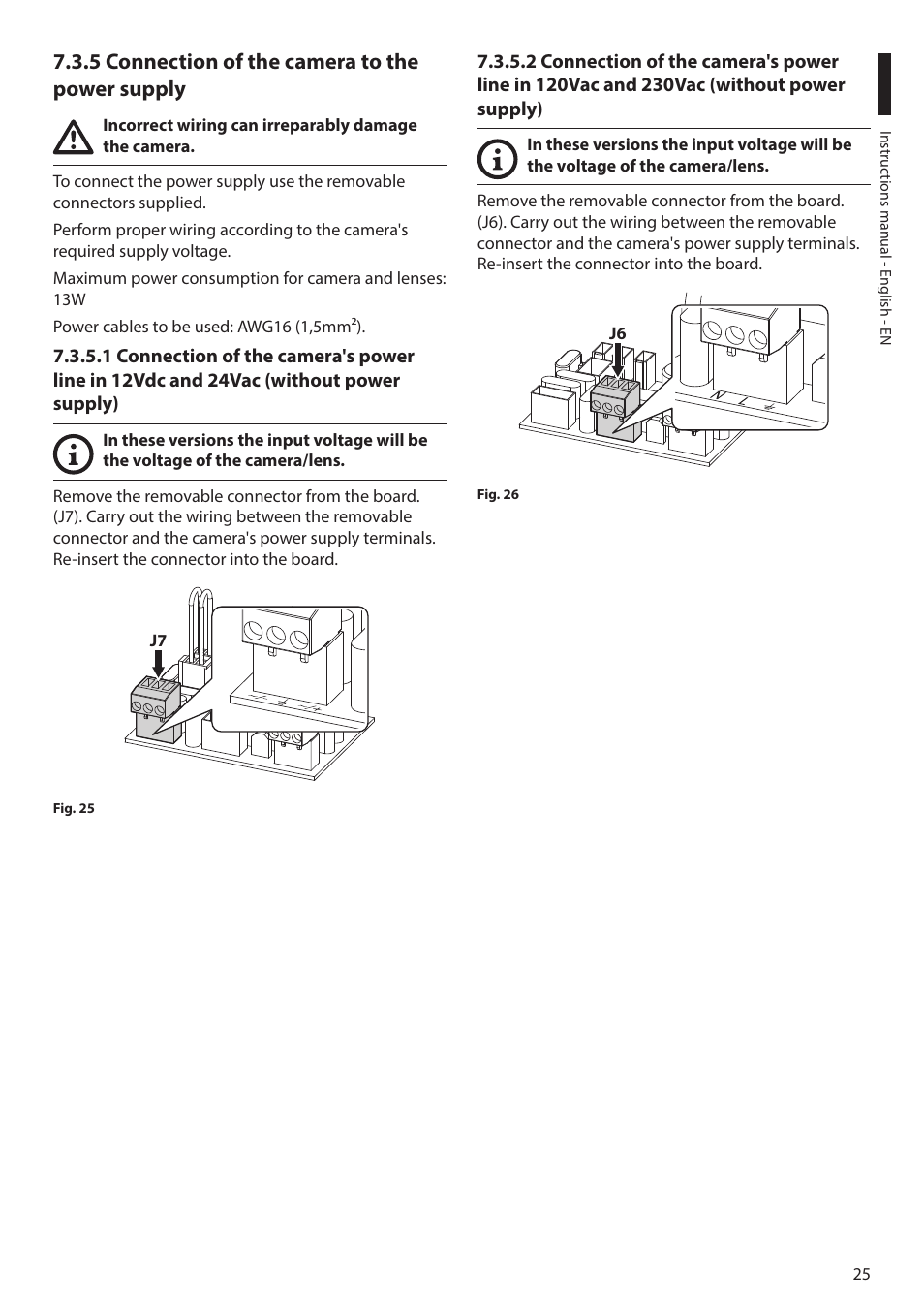 5 connection of the camera to the power supply | Videotec MAXIMUS MHXT User Manual | Page 25 / 46