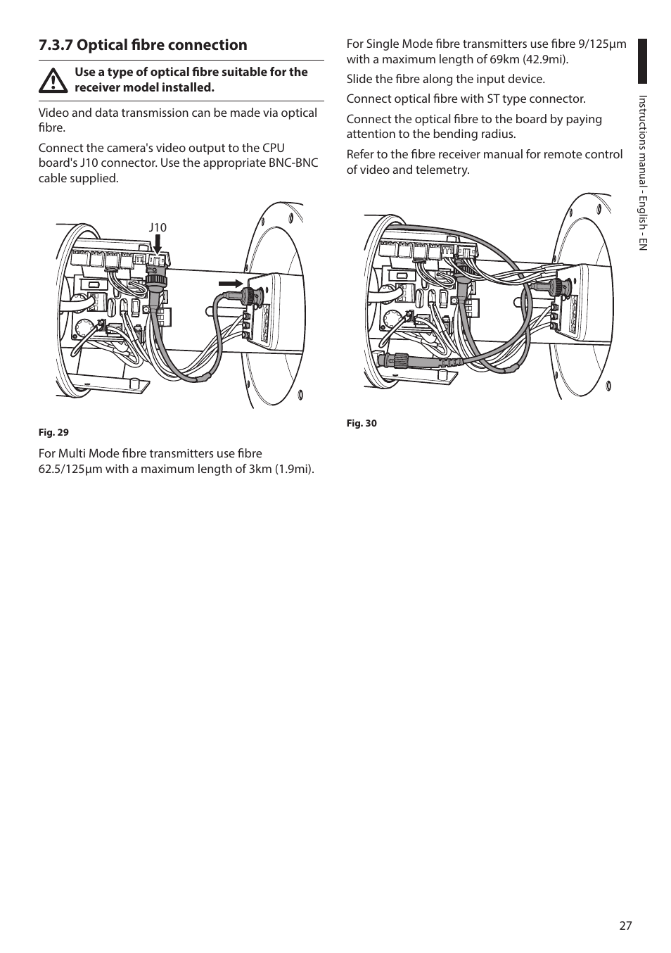 7 optical fibre connection | Videotec MAXIMUS MHXT User Manual | Page 27 / 46