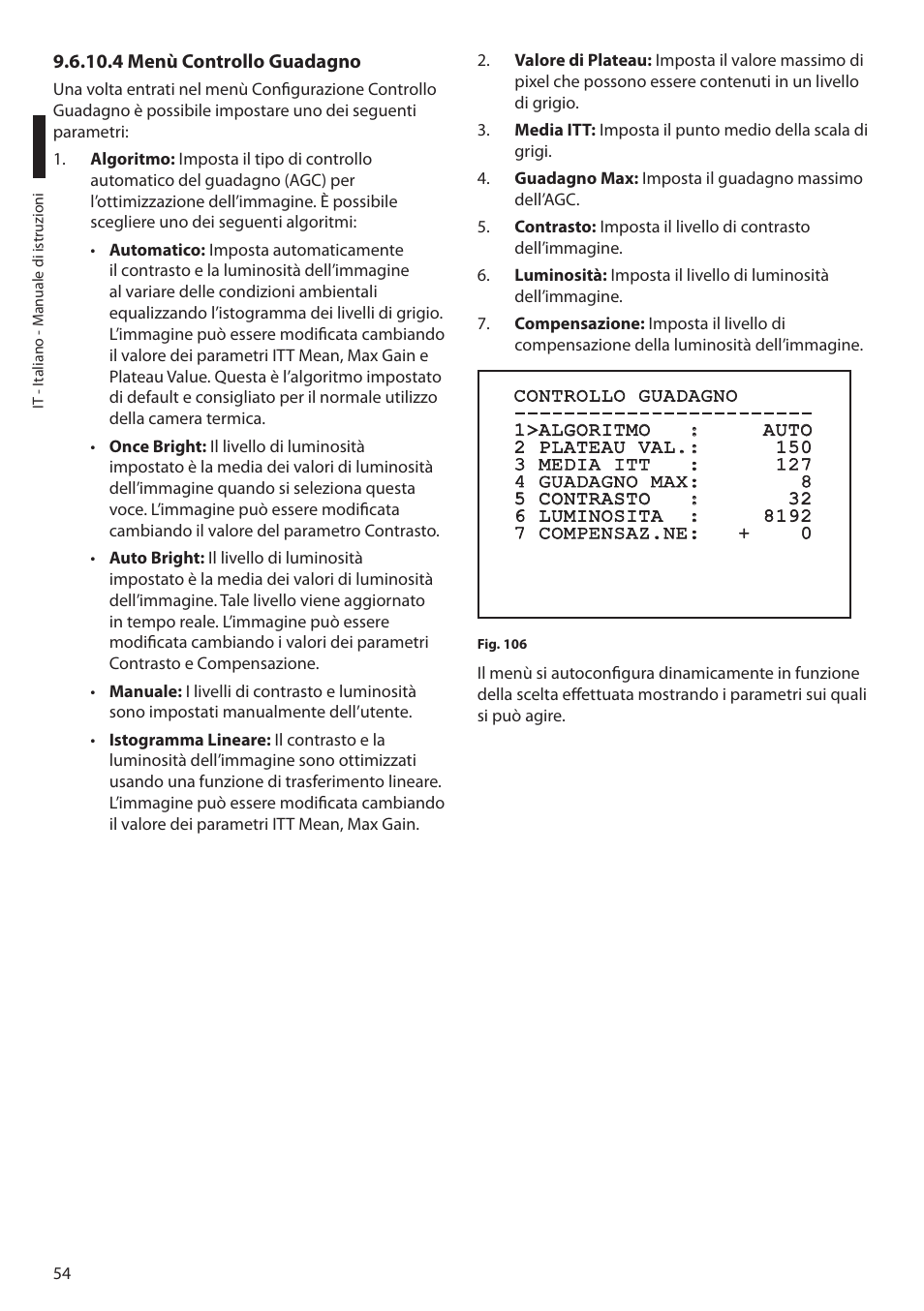 4 menù controllo guadagno | Videotec MAXIMUS MPXT User Manual | Page 146 / 454