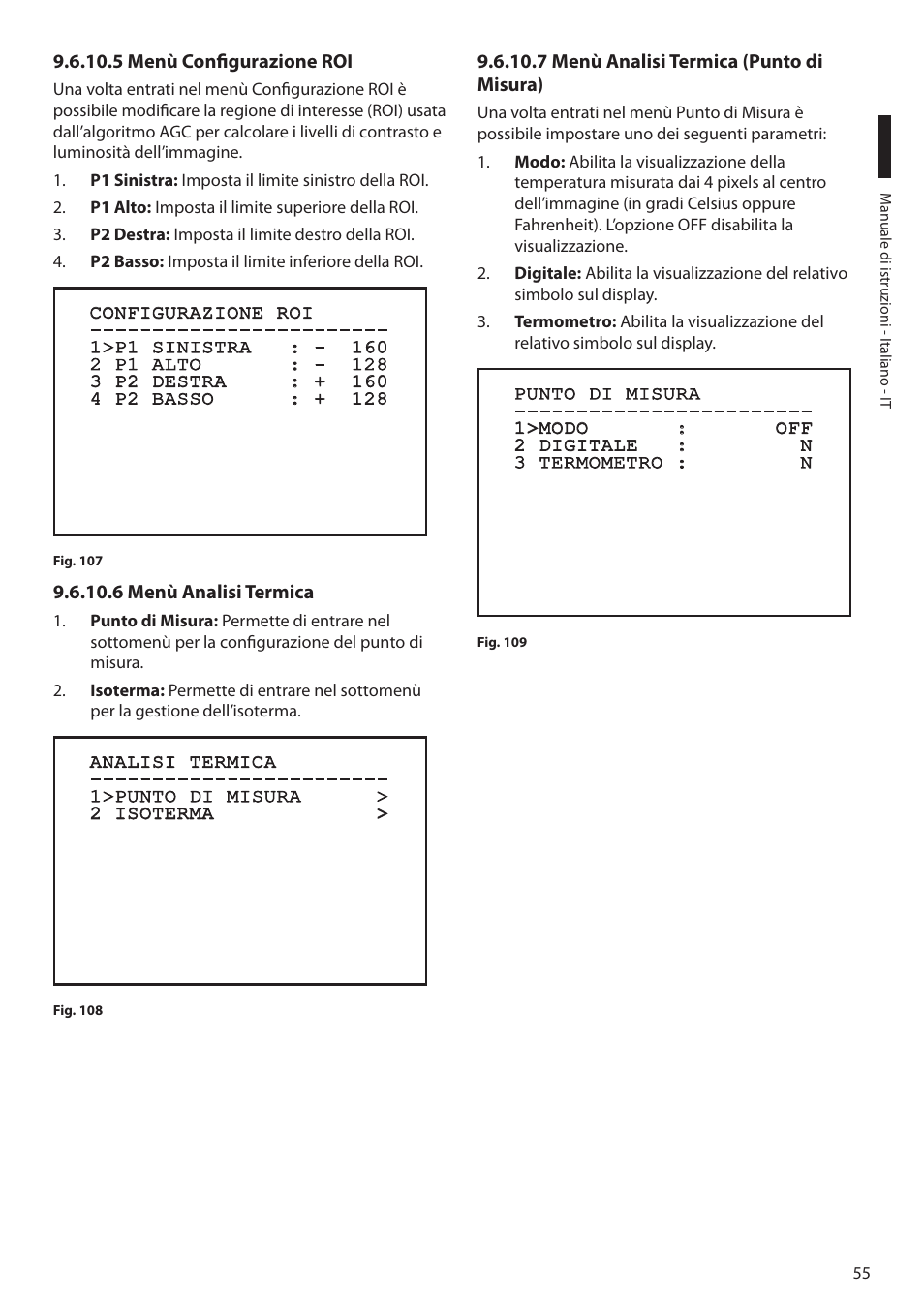 5 menù configurazione roi, 6 menù analisi termica, 7 menù analisi termica (punto di misura) | Videotec MAXIMUS MPXT User Manual | Page 147 / 454