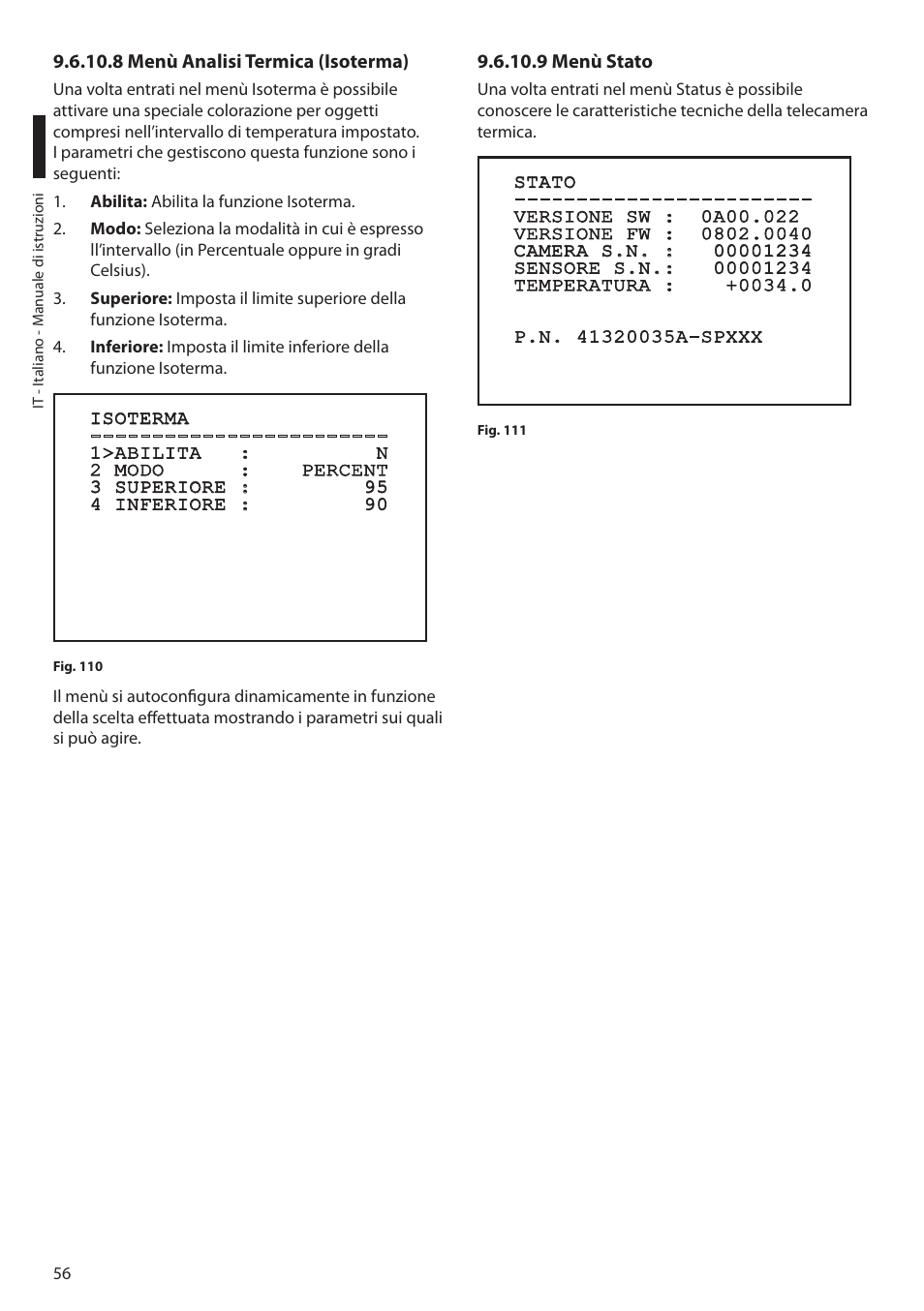 8 menù analisi termica (isoterma), 9 menù stato | Videotec MAXIMUS MPXT User Manual | Page 148 / 454