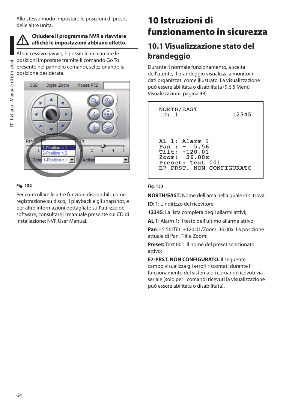 10 istruzioni di funzionamento in sicurezza, 1 visualizzazione stato del brandeggio | Videotec MAXIMUS MPXT User Manual | Page 156 / 454
