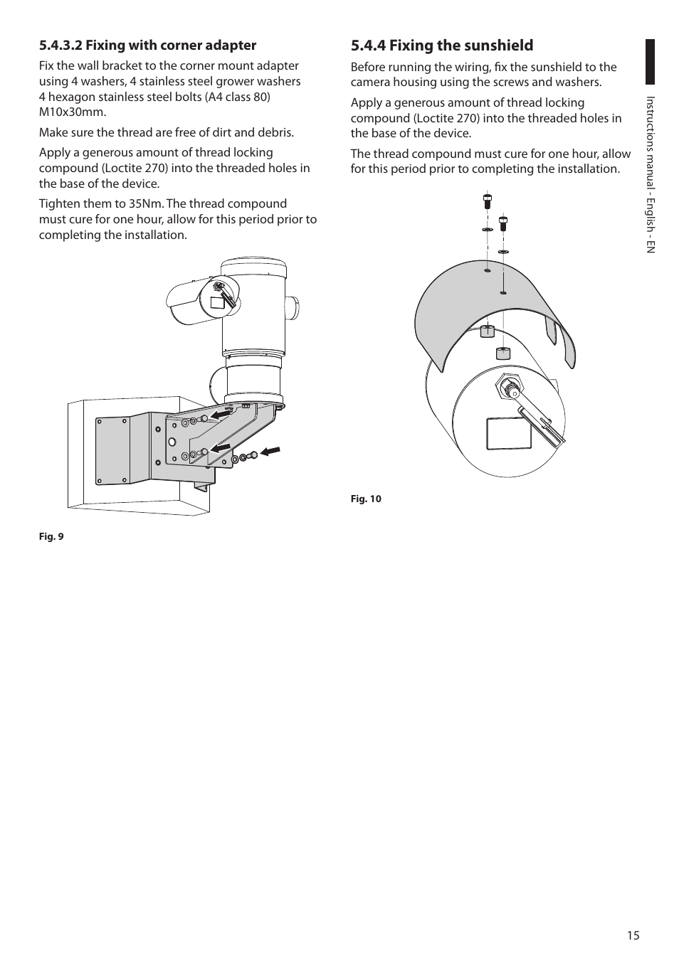 2 fixing with corner adapter, 4 fixing the sunshield | Videotec MAXIMUS MPXT User Manual | Page 17 / 454