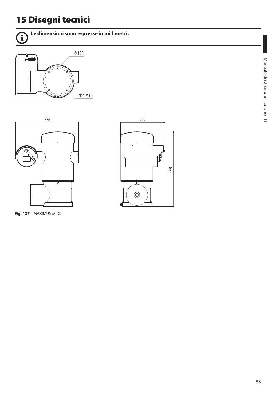 15 disegni tecnici | Videotec MAXIMUS MPXT User Manual | Page 175 / 454