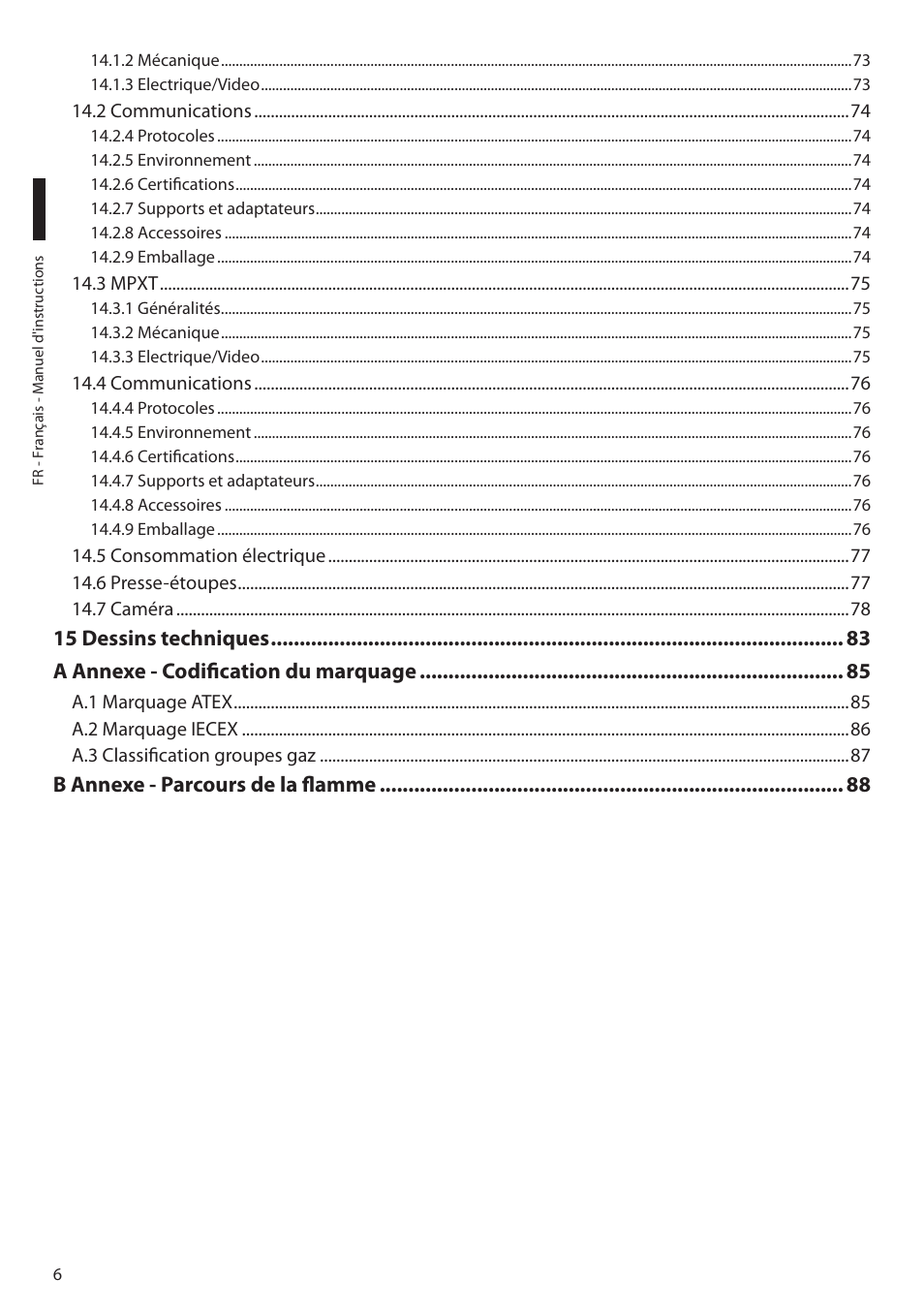 B annexe - parcours de la flamme | Videotec MAXIMUS MPXT User Manual | Page 188 / 454