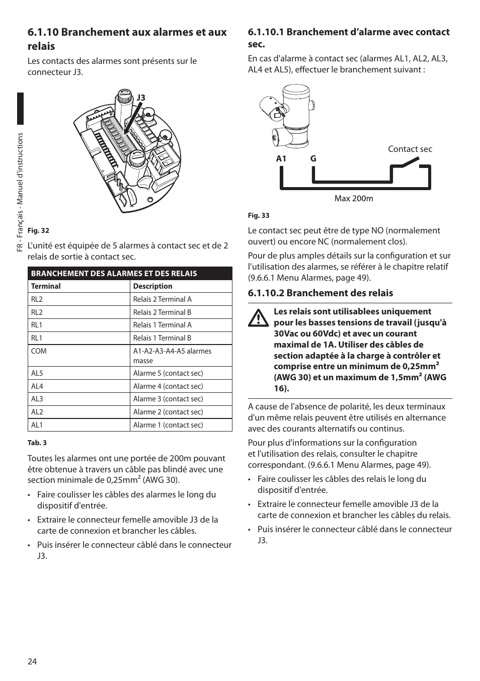 10 branchement aux alarmes et aux relais, 1 branchement d’alarme avec contact sec, 2 branchement des relais | Videotec MAXIMUS MPXT User Manual | Page 206 / 454