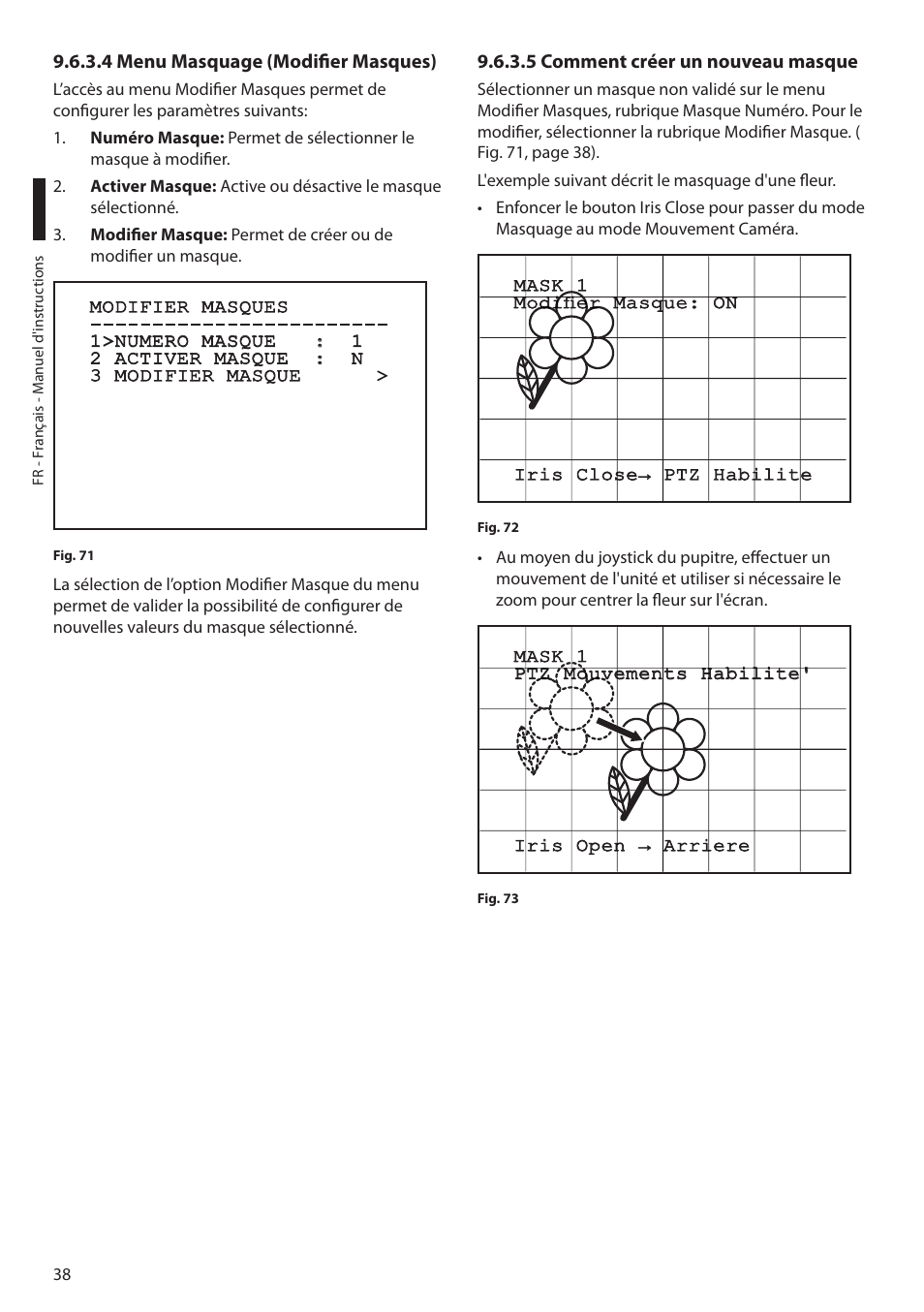 4 menu masquage (modifier masques), 5 comment créer un nouveau masque | Videotec MAXIMUS MPXT User Manual | Page 220 / 454