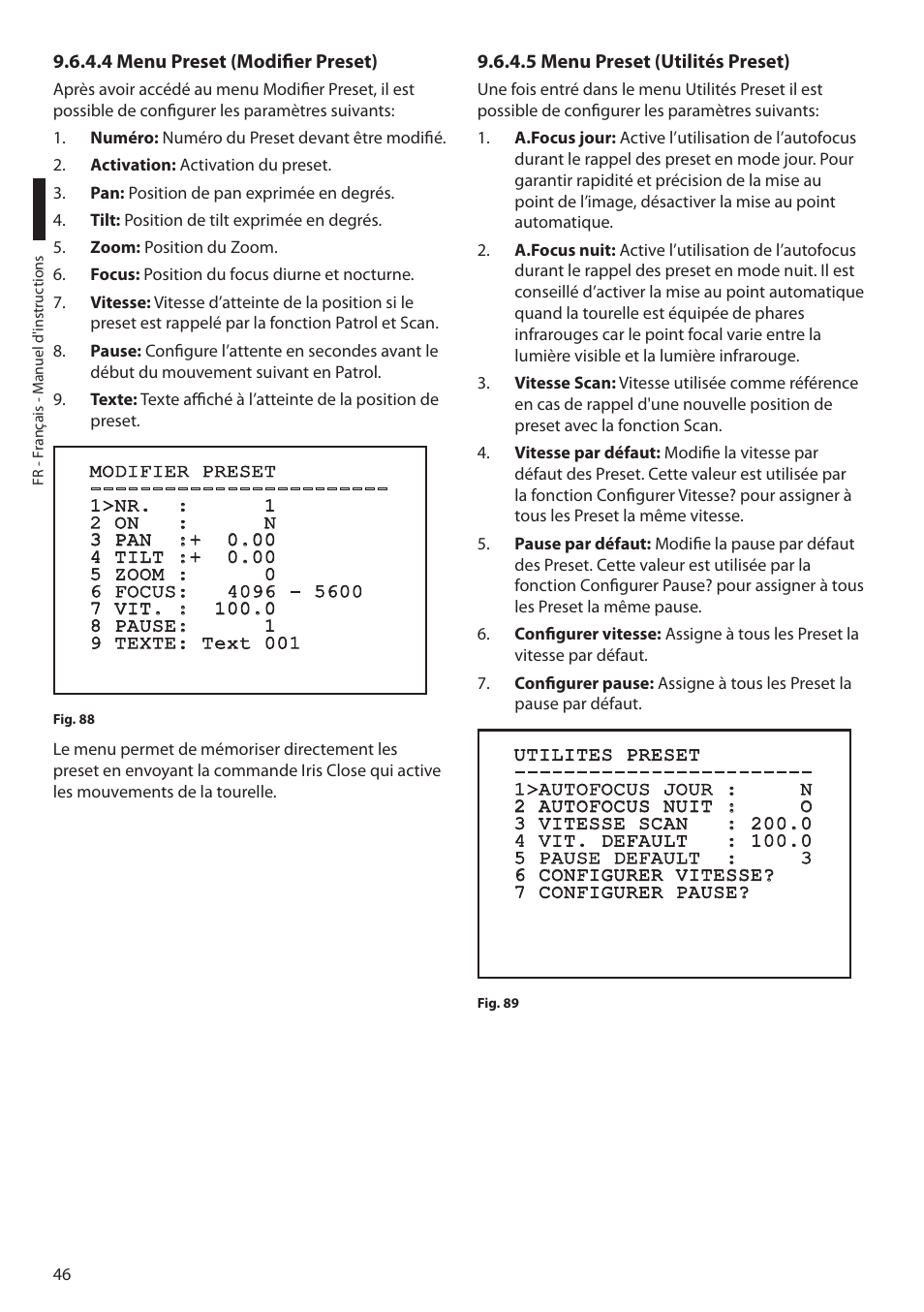 4 menu preset (modifier preset), 5 menu preset (utilités preset) | Videotec MAXIMUS MPXT User Manual | Page 228 / 454
