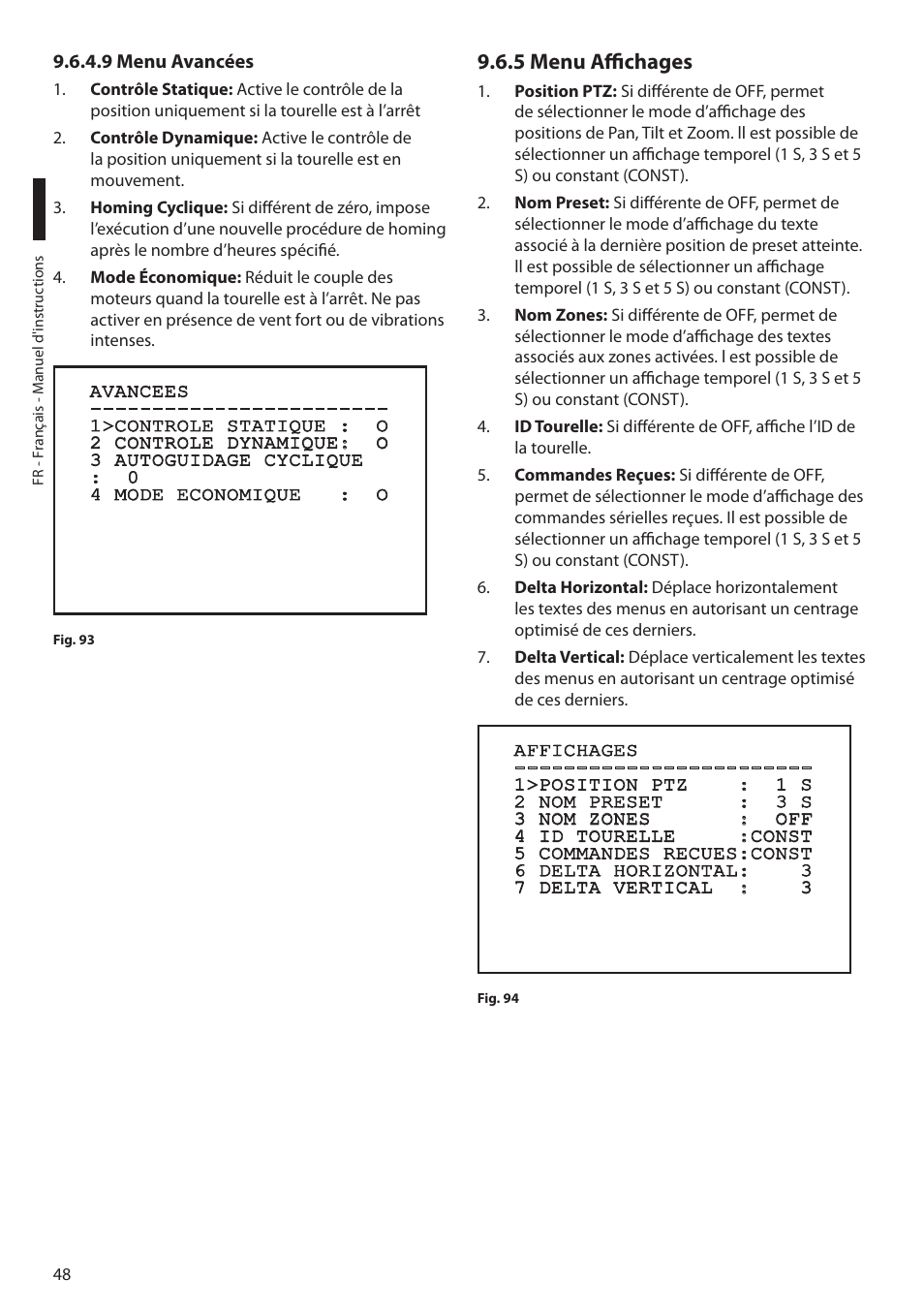 9 menu avancées, 5 menu affichages | Videotec MAXIMUS MPXT User Manual | Page 230 / 454