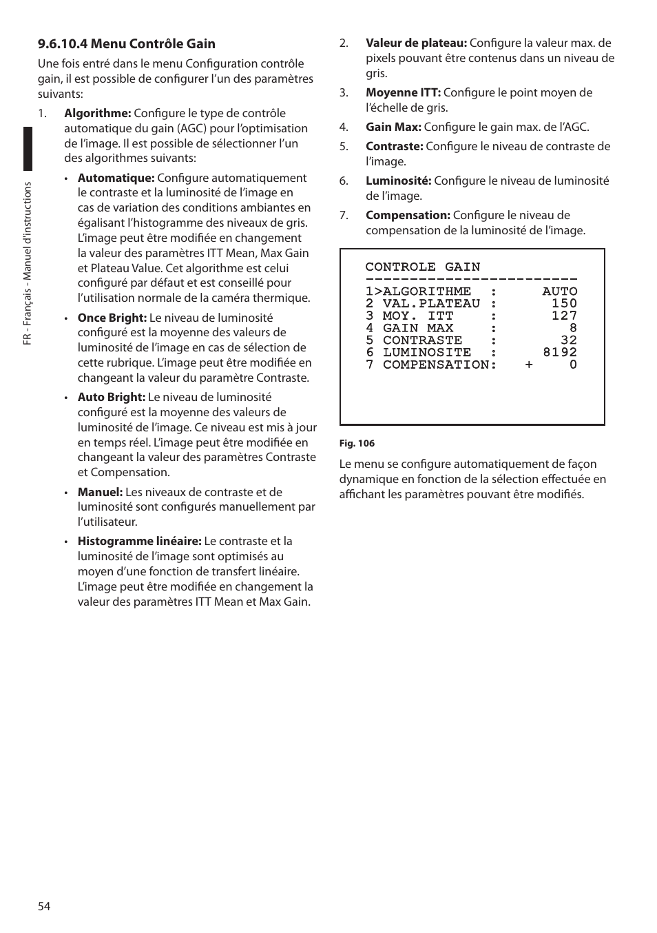 4 menu contrôle gain | Videotec MAXIMUS MPXT User Manual | Page 236 / 454