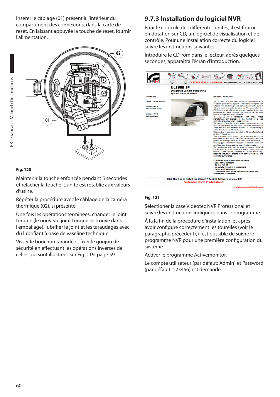 3 installation du logiciel nvr, Fr - f rançais - m anuel d'instruc tions | Videotec MAXIMUS MPXT User Manual | Page 242 / 454