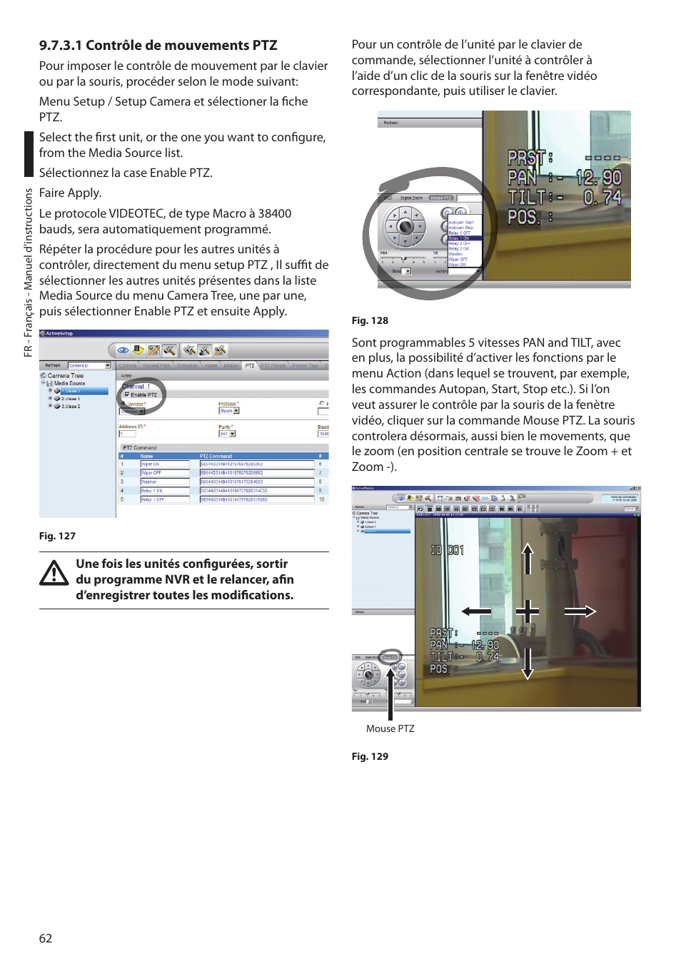 1 contrôle de mouvements ptz | Videotec MAXIMUS MPXT User Manual | Page 244 / 454