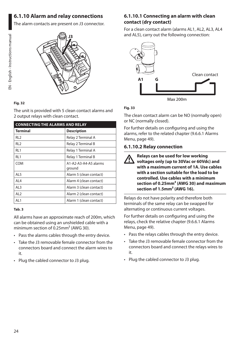 10 alarm and relay connections, 2 relay connection | Videotec MAXIMUS MPXT User Manual | Page 26 / 454