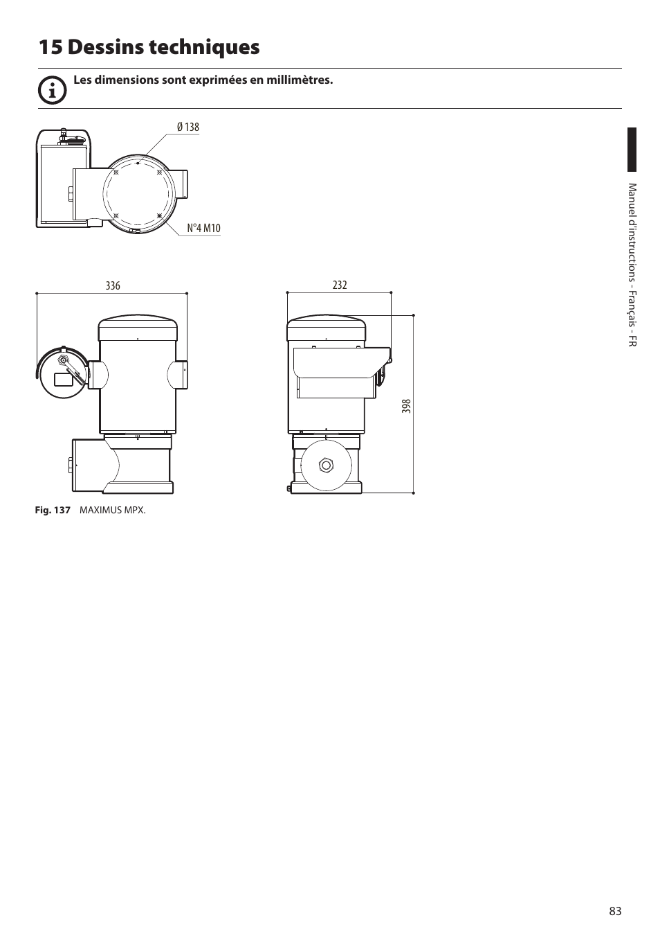 15 dessins techniques | Videotec MAXIMUS MPXT User Manual | Page 265 / 454