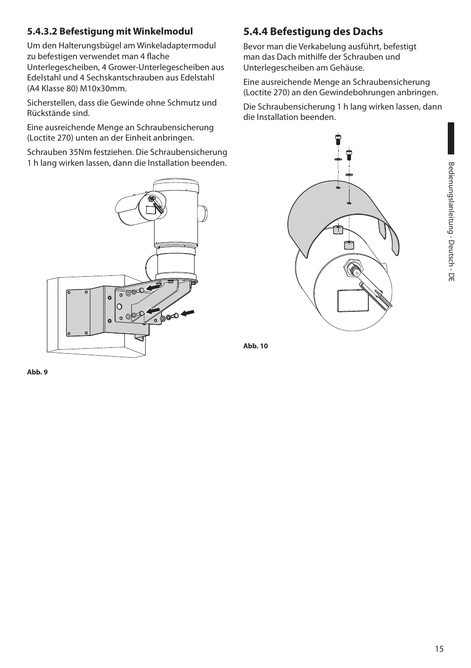 2 befestigung mit winkelmodul, 4 befestigung des dachs | Videotec MAXIMUS MPXT User Manual | Page 287 / 454