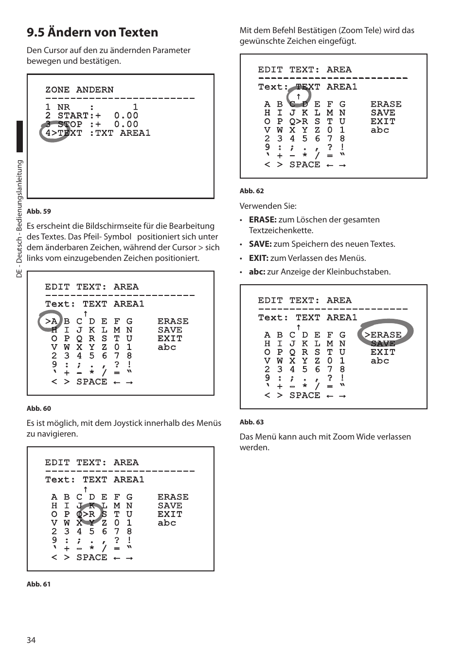 5 ändern von texten | Videotec MAXIMUS MPXT User Manual | Page 306 / 454