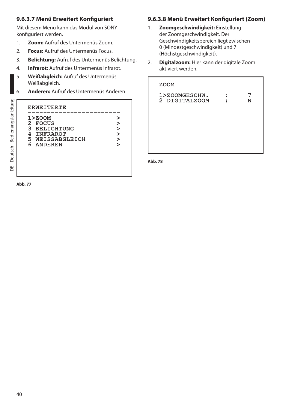 7 menü erweitert konfiguriert, 8 menü erweitert konfiguriert (zoom) | Videotec MAXIMUS MPXT User Manual | Page 312 / 454
