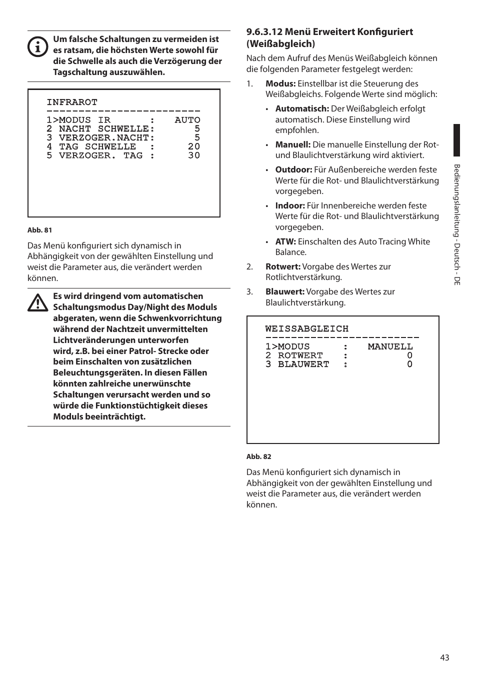 12 menü erweitert konfiguriert (weißabgleich) | Videotec MAXIMUS MPXT User Manual | Page 315 / 454