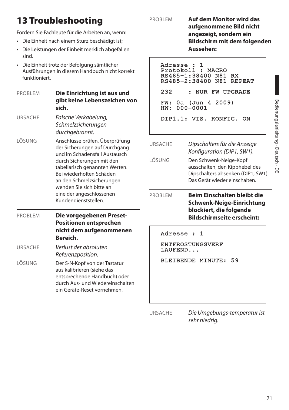 13 troubleshooting | Videotec MAXIMUS MPXT User Manual | Page 343 / 454