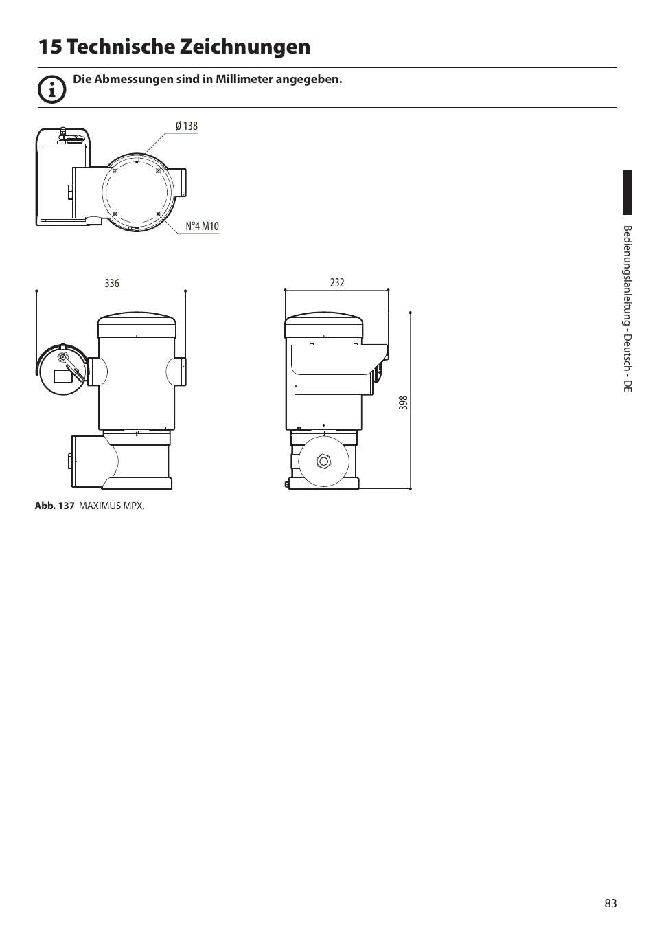 15 technische zeichnungen | Videotec MAXIMUS MPXT User Manual | Page 355 / 454