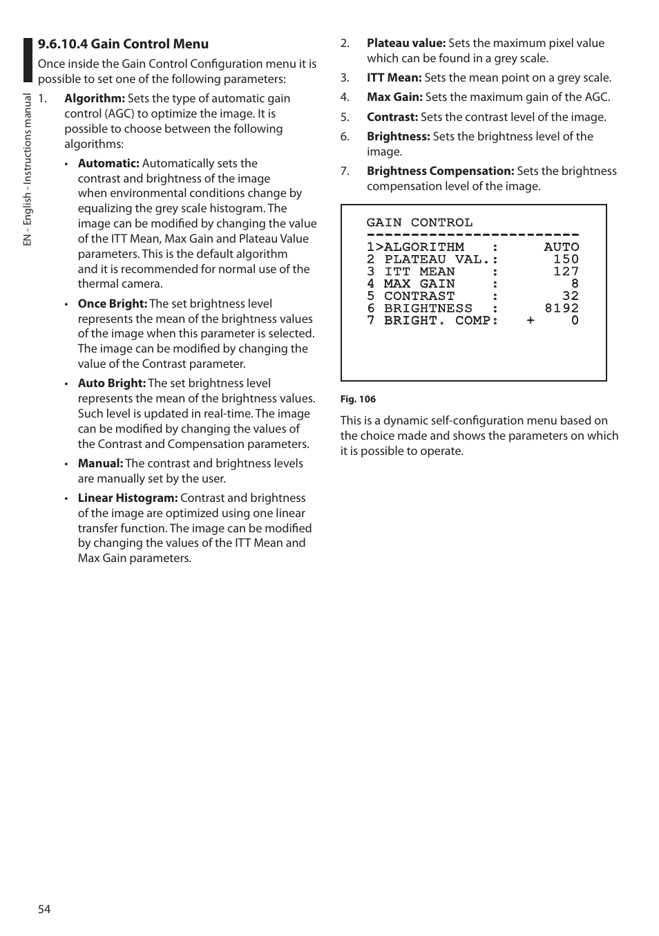 4 gain control menu | Videotec MAXIMUS MPXT User Manual | Page 56 / 454