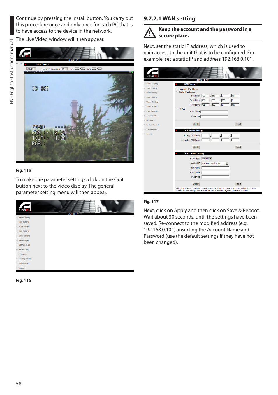 1 wan setting | Videotec MAXIMUS MPXT User Manual | Page 60 / 454