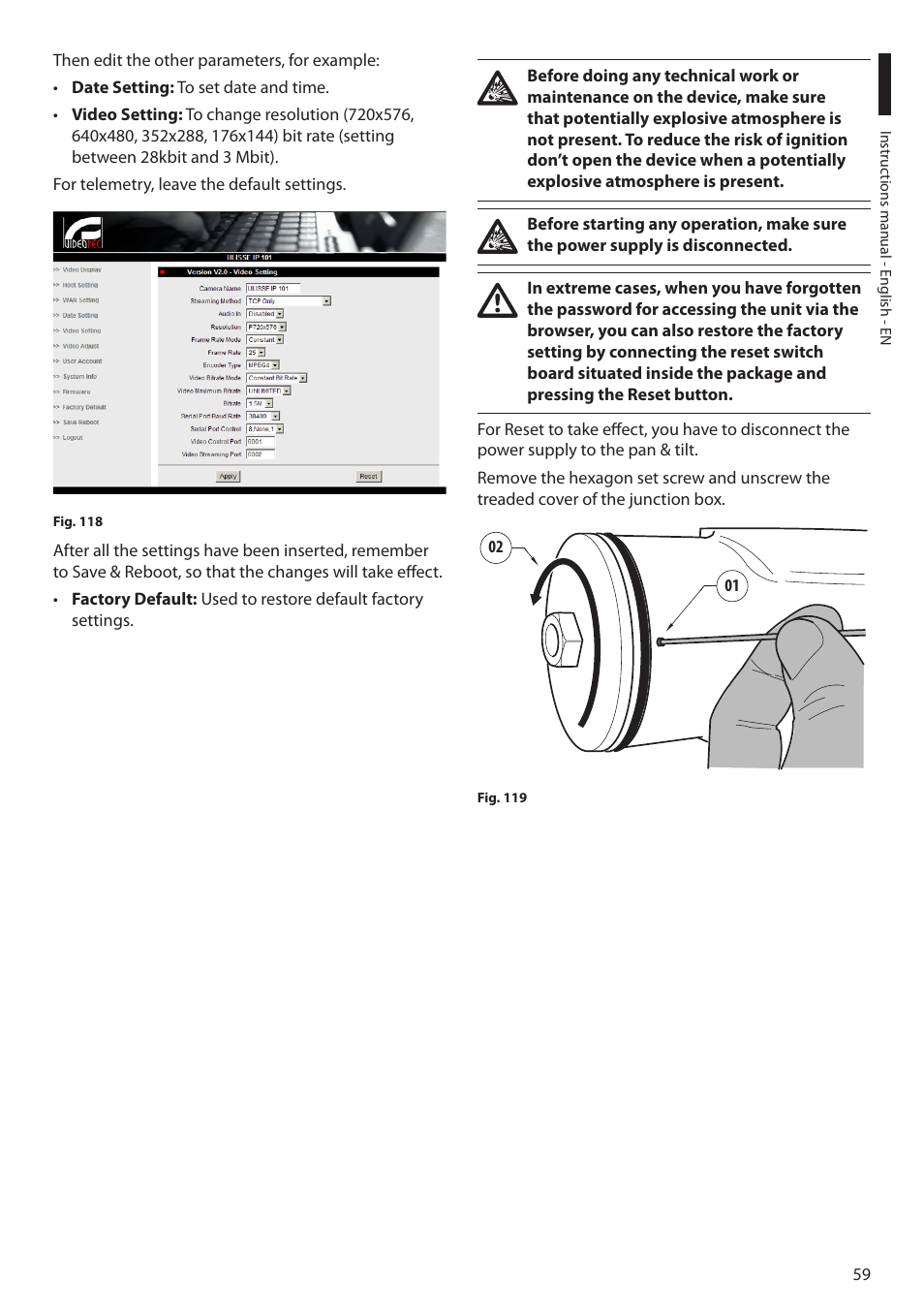 Videotec MAXIMUS MPXT User Manual | Page 61 / 454