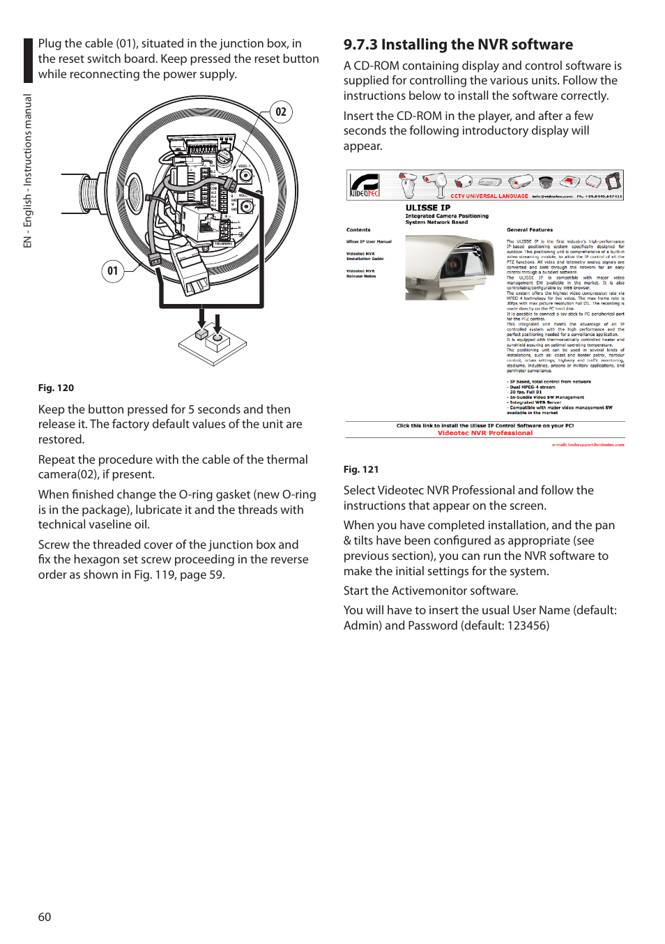3 installing the nvr software, En - english - i nstruc tions manual, Fig. 120 | Fig. 121 | Videotec MAXIMUS MPXT User Manual | Page 62 / 454