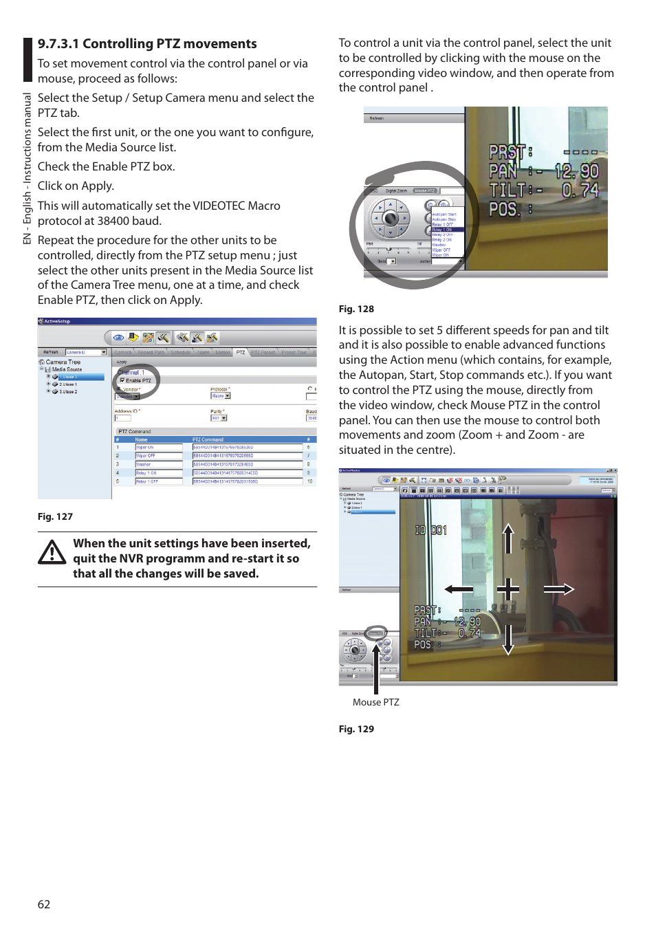 1 controlling ptz movements | Videotec MAXIMUS MPXT User Manual | Page 64 / 454