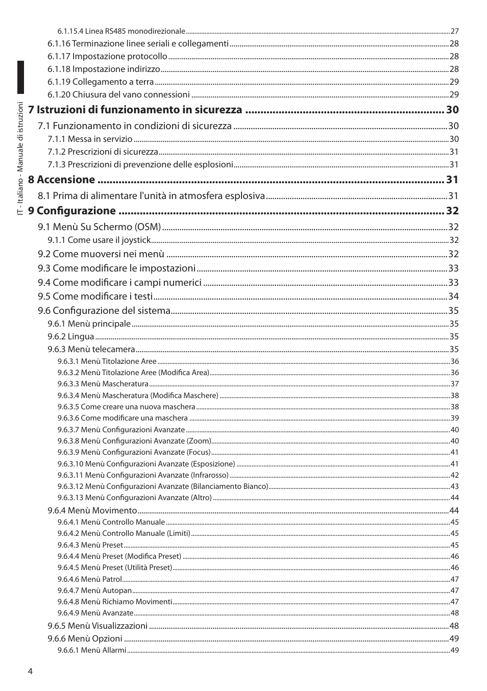 7 istruzioni di funzionamento in sicurezza, 8 accensione, 9 configurazione | Videotec MAXIMUS MPXT User Manual | Page 96 / 454