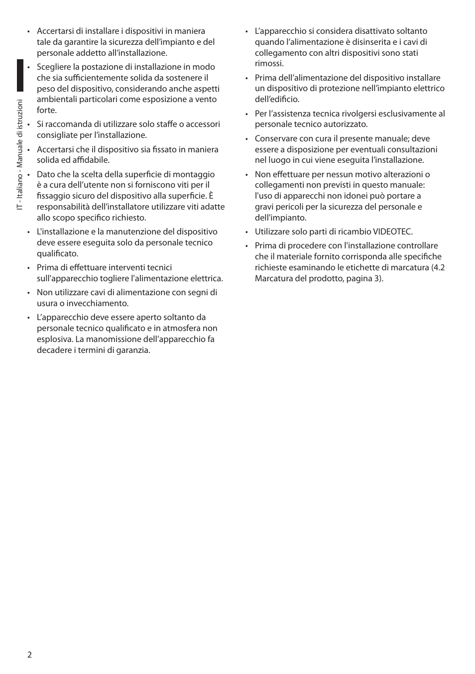Videotec MAXIMUS WASEX User Manual | Page 16 / 64