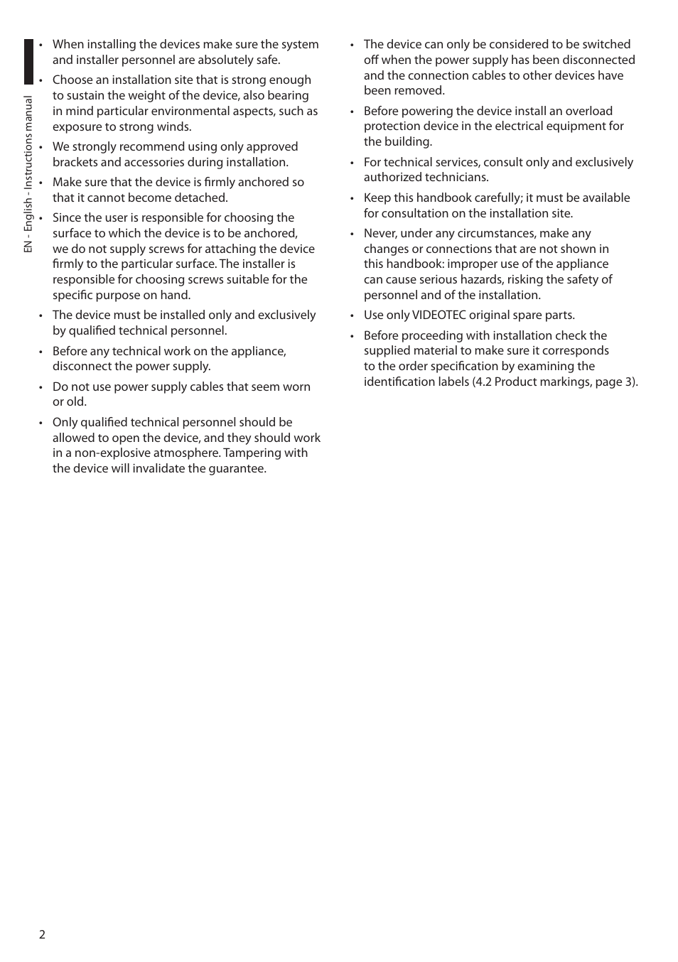 Videotec MAXIMUS WASEX User Manual | Page 4 / 64