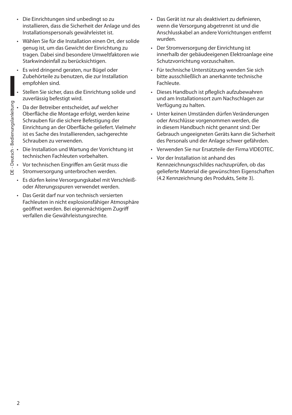 Videotec MAXIMUS WASEX User Manual | Page 40 / 64