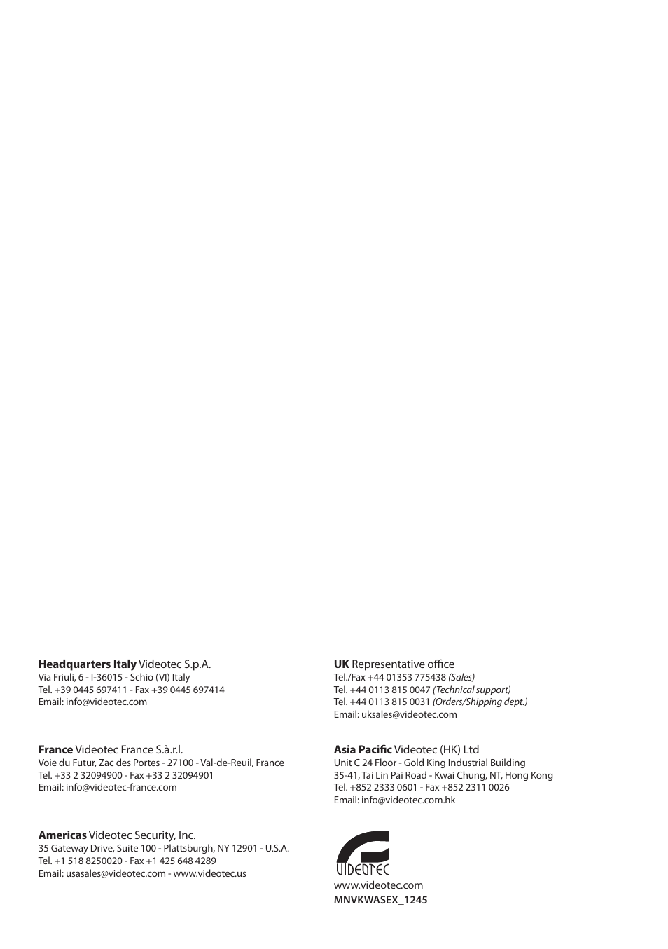 Videotec MAXIMUS WASEX User Manual | Page 64 / 64