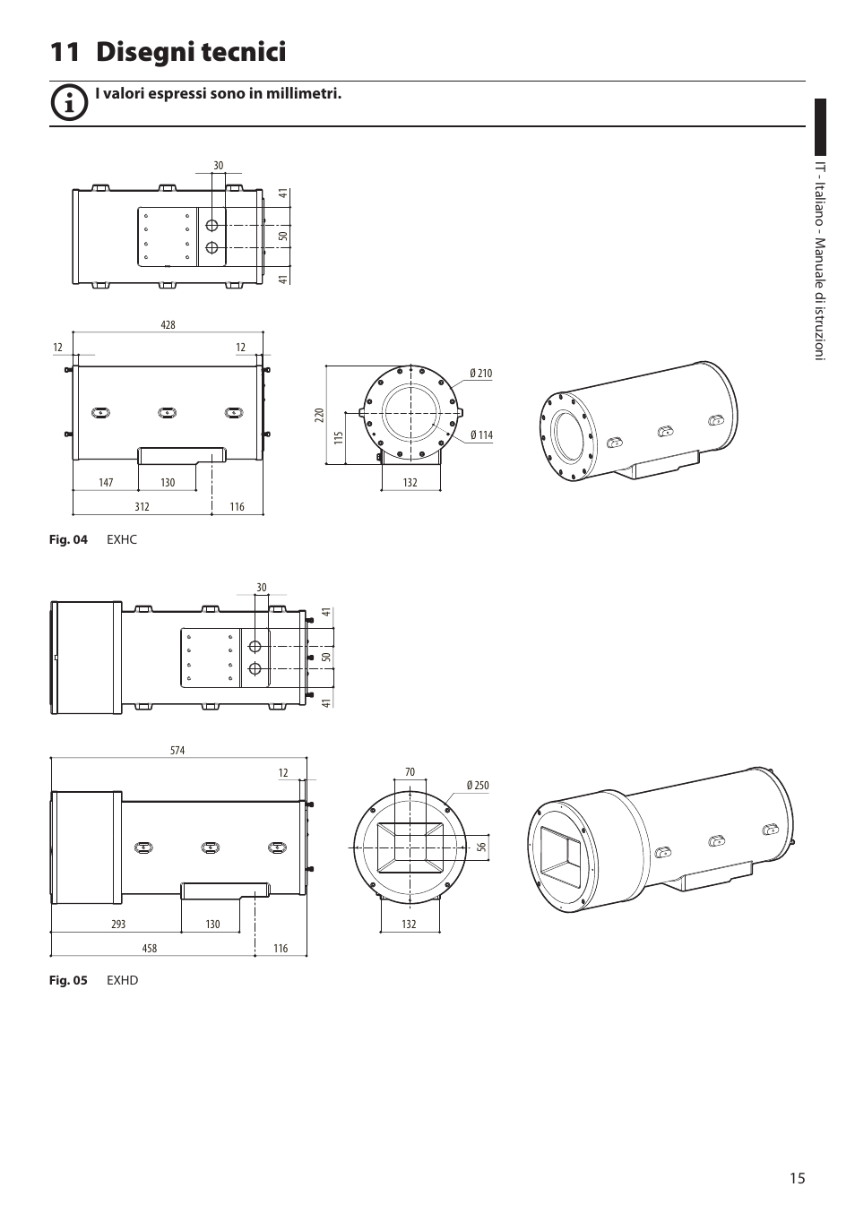 11 disegni tecnici | Videotec EXH User Manual | Page 39 / 114