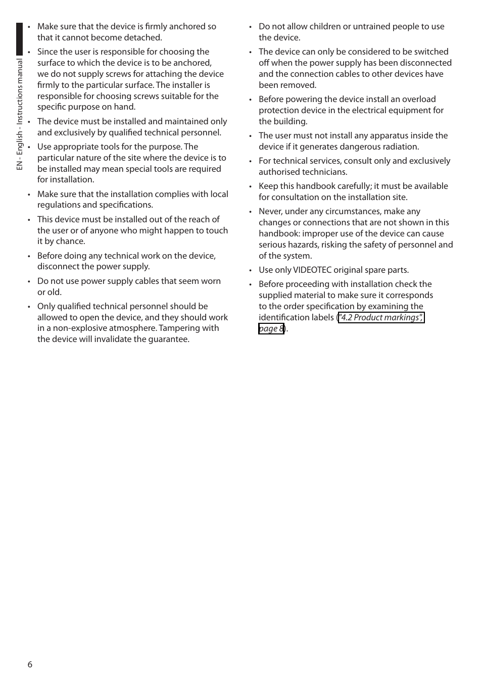 Videotec EXH User Manual | Page 8 / 114
