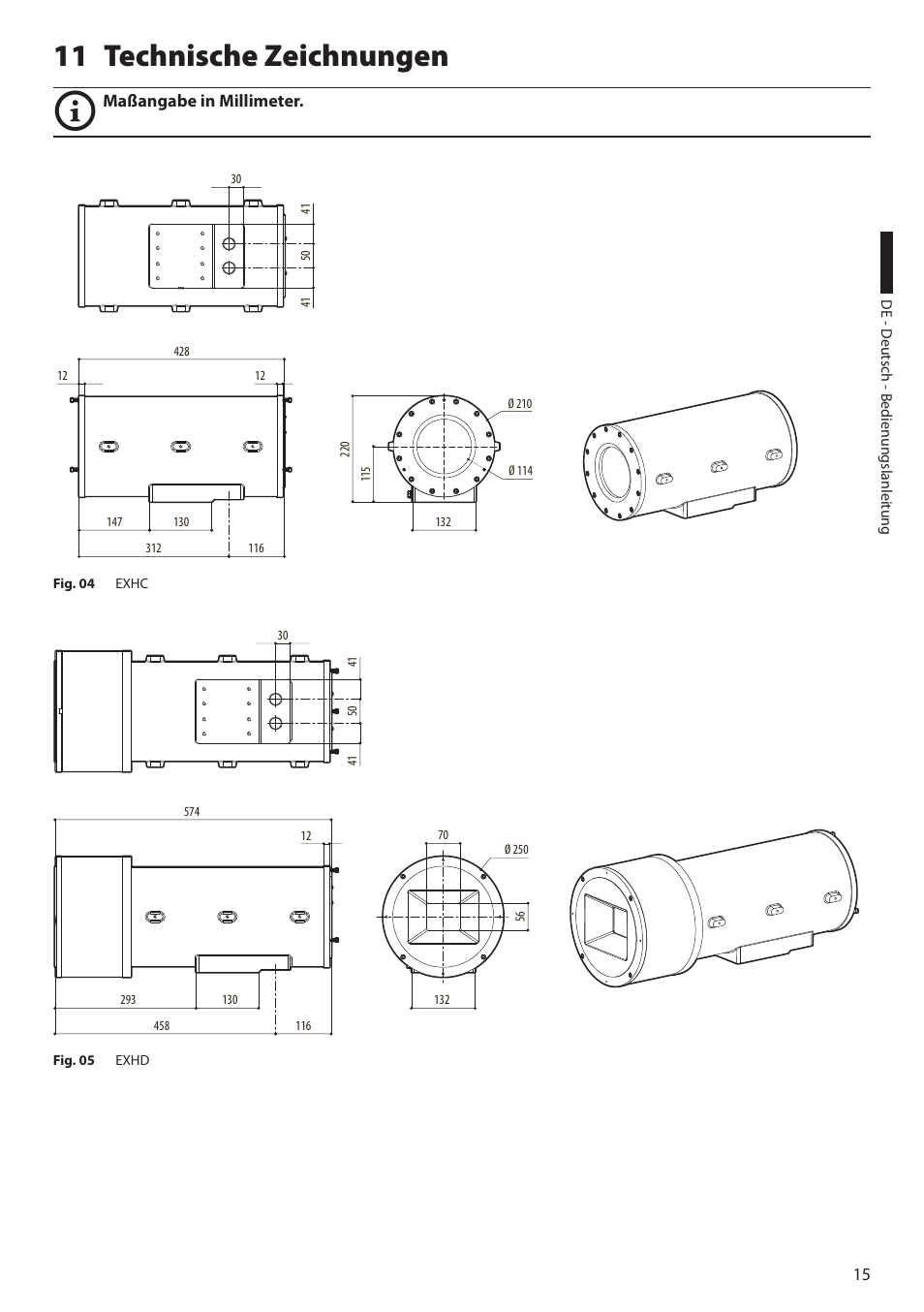 11 technische zeichnungen | Videotec EXH User Manual | Page 83 / 114