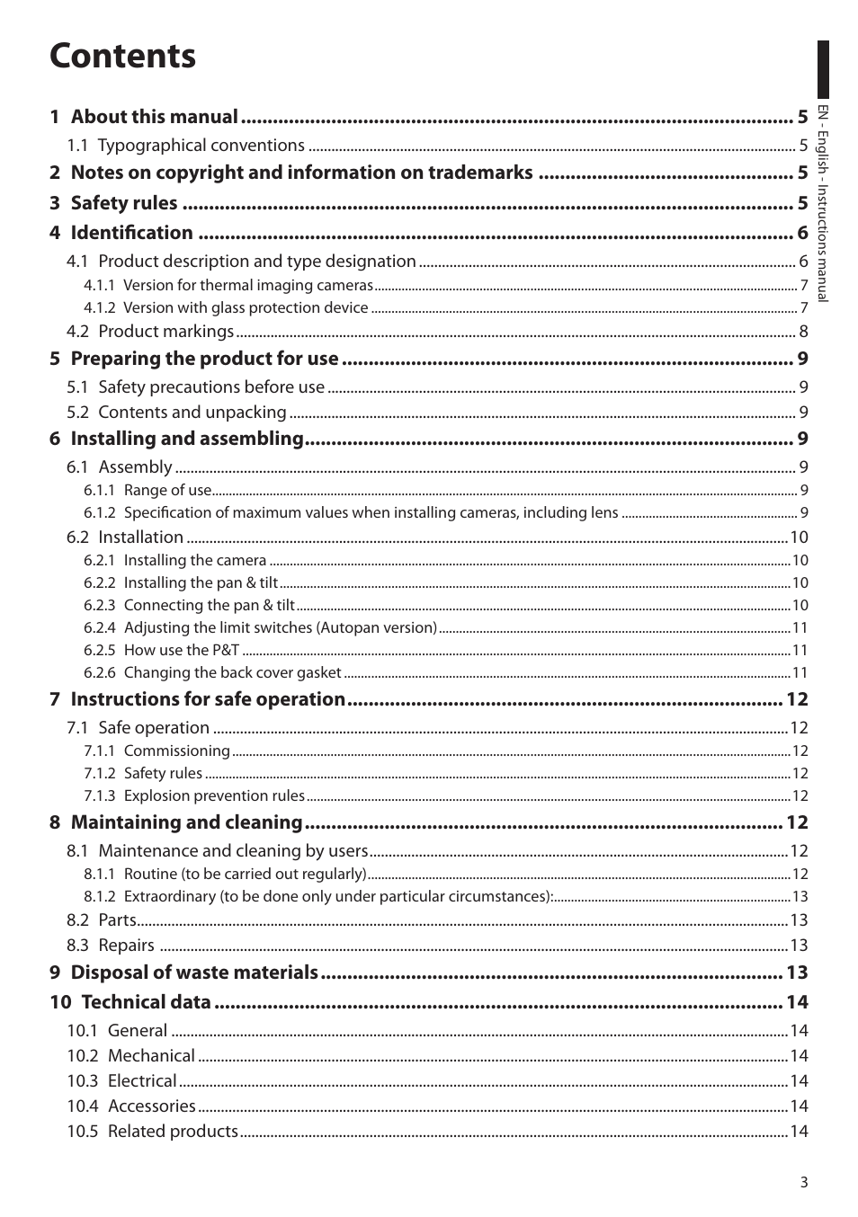 Videotec EXPT User Manual | Page 5 / 114