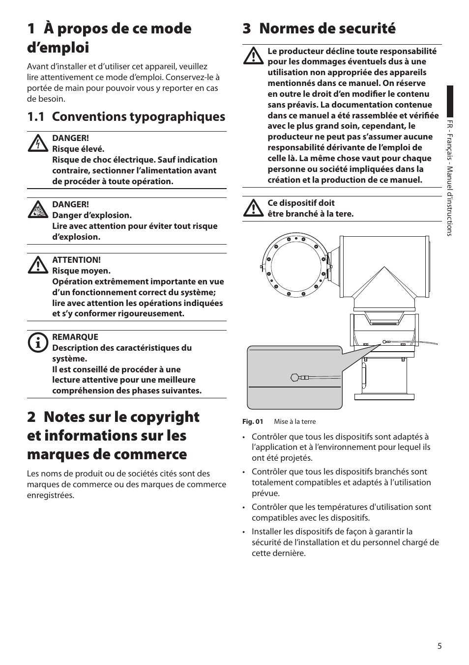 1 à propos de ce mode d’emploi, 1 conventions typographiques, 3 normes de securité | Videotec EXPT User Manual | Page 51 / 114