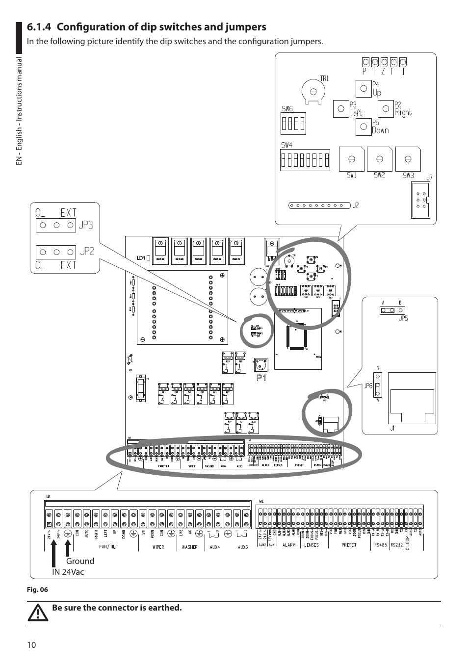4 configuration of dip switches and jumpers | Videotec EXDTRX User Manual | Page 12 / 124