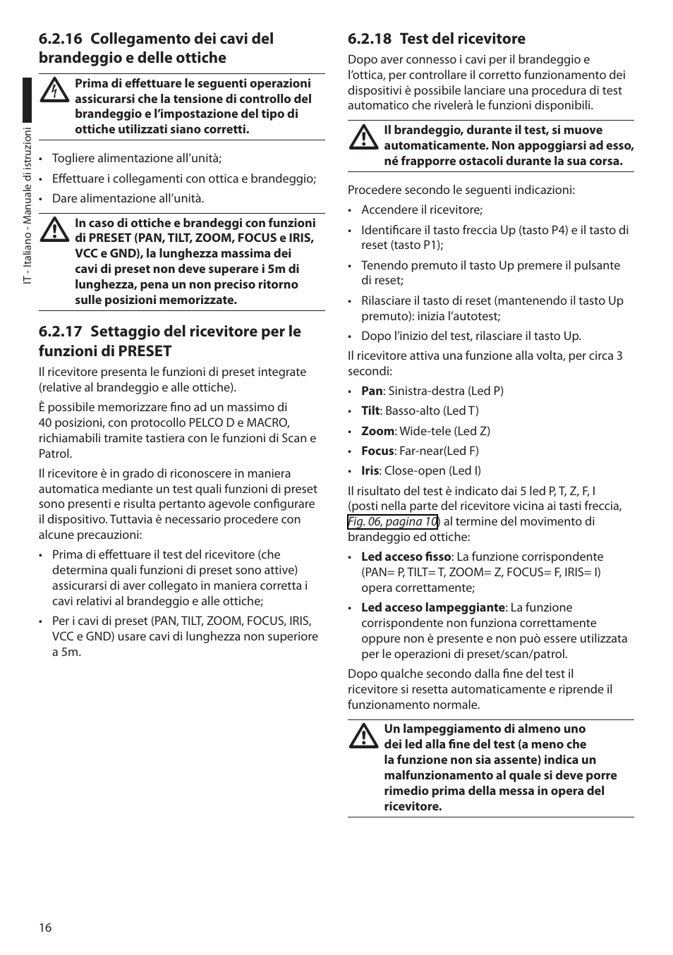 18 test del ricevitore | Videotec EXDTRX User Manual | Page 42 / 124