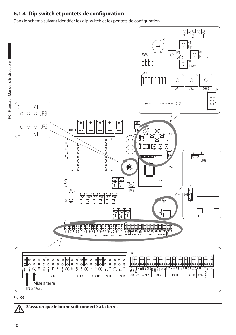 4 dip switch et pontets de configuration | Videotec EXDTRX User Manual | Page 60 / 124