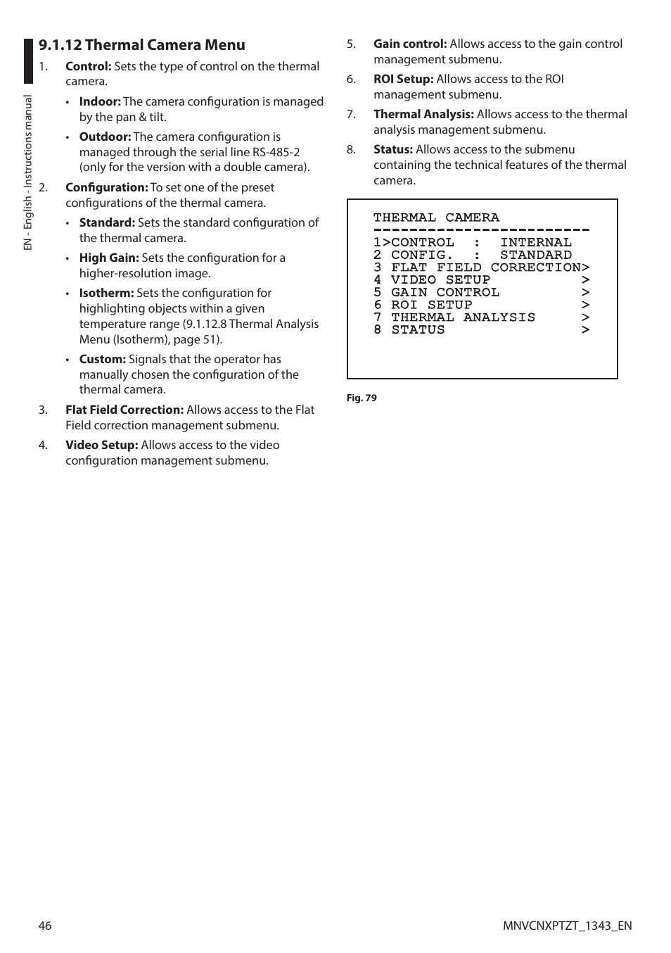 12 thermal camera menu | Videotec NXPTZT User Manual | Page 46 / 76