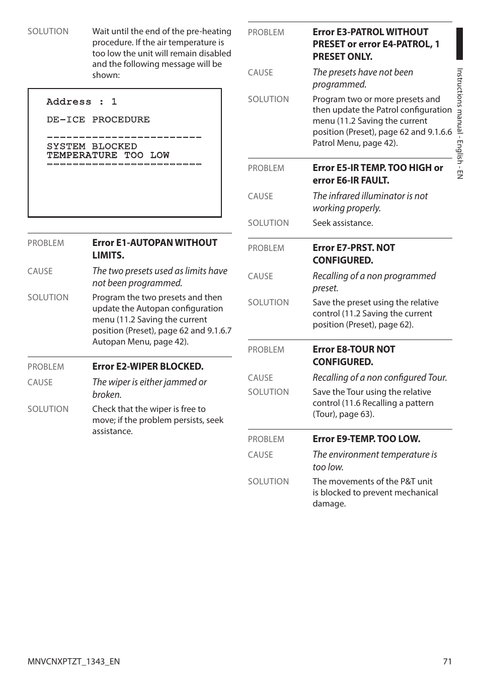 Videotec NXPTZT User Manual | Page 71 / 76