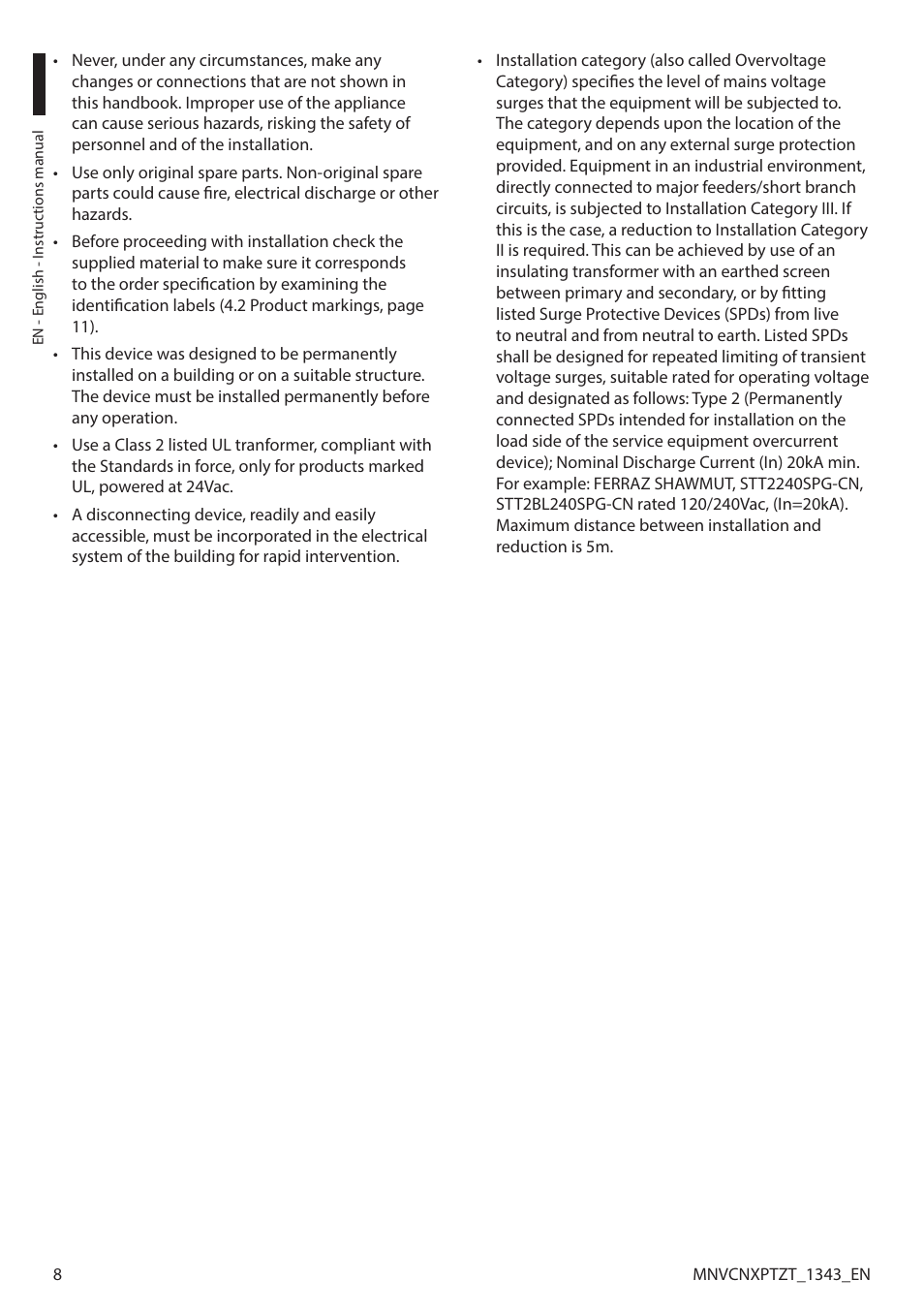Videotec NXPTZT User Manual | Page 8 / 76