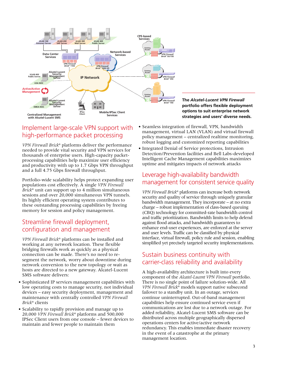 Vpn firewall brick | Alcatel-Lucent VPN Firewall Portfolio User Manual | Page 3 / 4