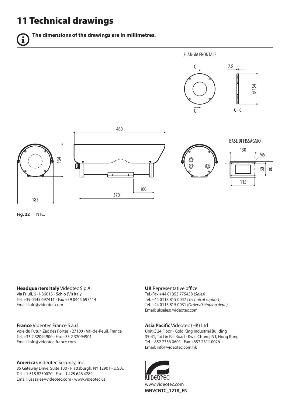 11 technical drawings | Videotec NTC User Manual | Page 18 / 68