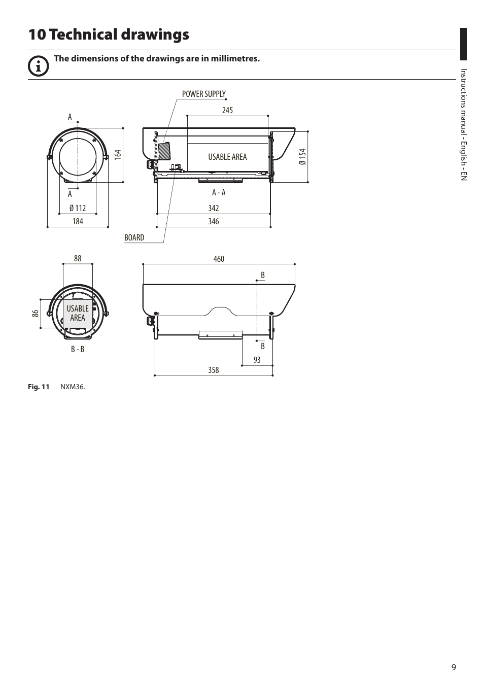 10 technical drawings | Videotec NXM36 User Manual | Page 11 / 44