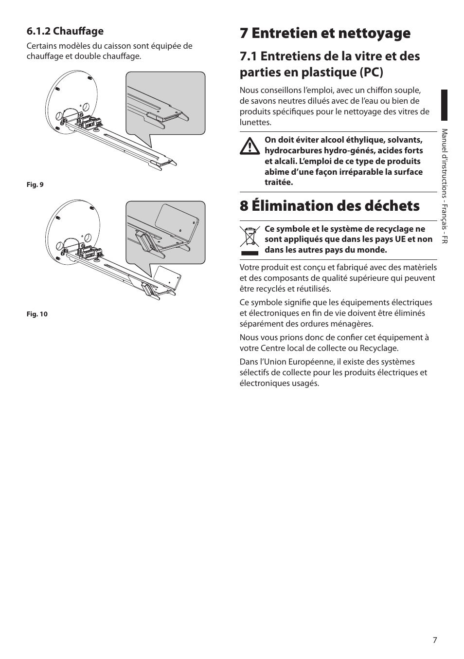 2 chauffage, 7 entretien et nettoyage, 8 élimination des déchets | Videotec NXM36 User Manual | Page 29 / 44